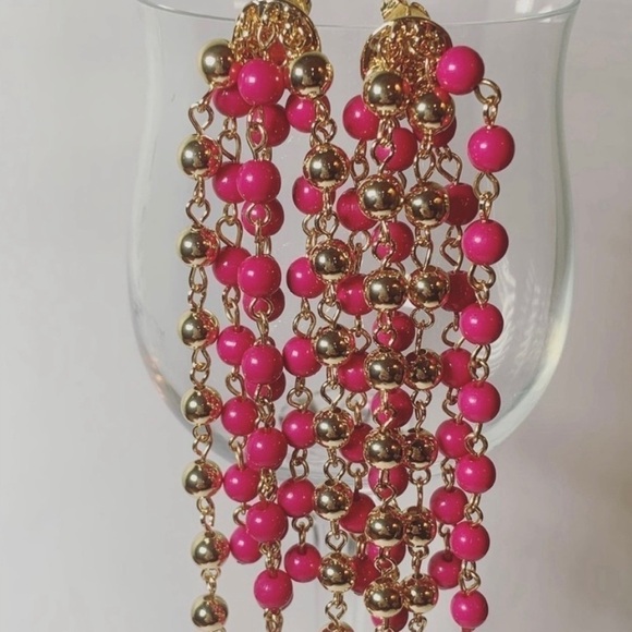BP Dangling Pink and Gold Earrings - Picture 3 of 3